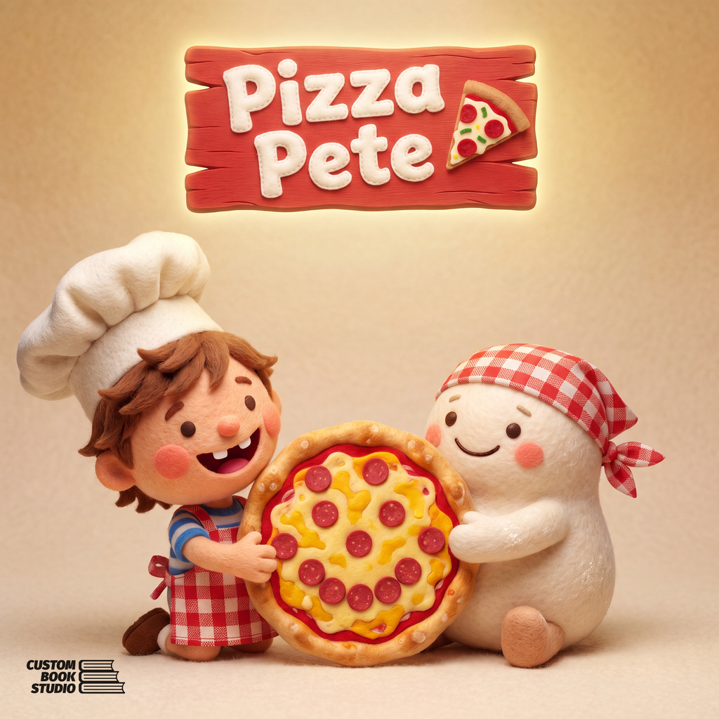 Pete hugging Doughboy under the Pizza Pete sign on the final page